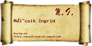 Mácsik Ingrid névjegykártya