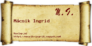 Mácsik Ingrid névjegykártya